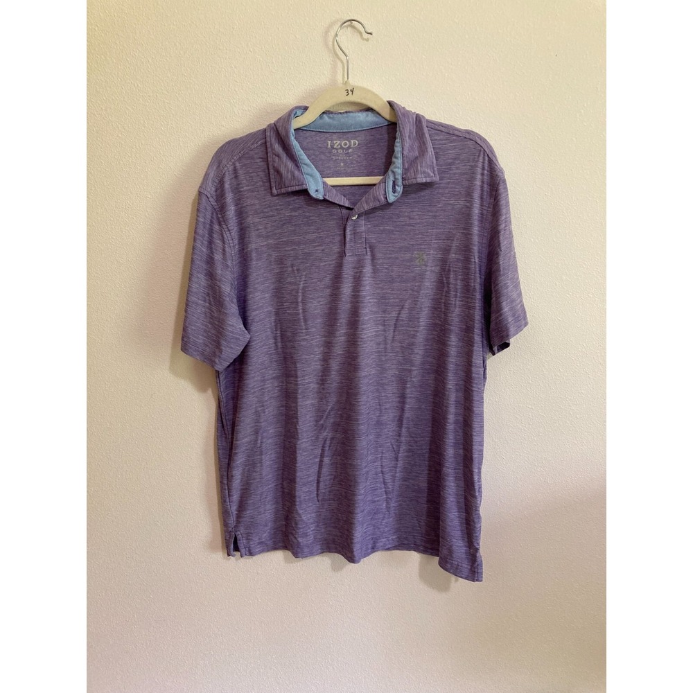Izod Golf Stretch Purple Polo Shirt Size M Medium Men Short Sleeve Blue